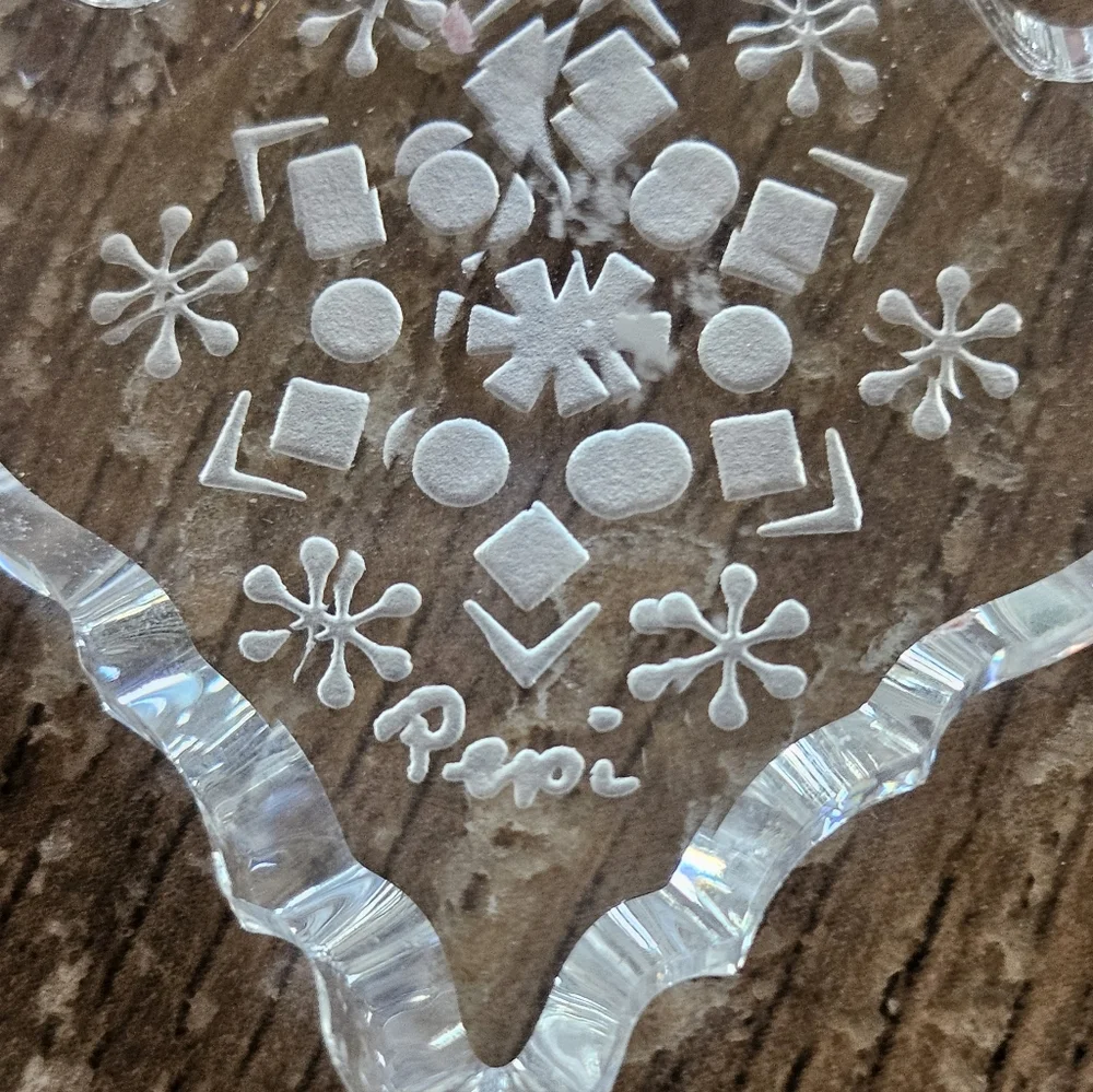 Pepi M Herrmann 1989 Lead Crystal Anchor Shaped Etched Ornament‎ Clear Vtg 80s